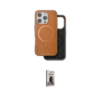 MARSİLYAN™- iPhone 16 Pro Max Kılıf Pusula Işık Koleksiyonu - Siyah Bilvis Hayalet Cam Ekran Koruyucu