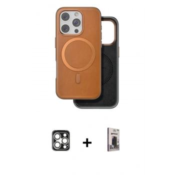 MARSİLYAN™- iPhone 16 Pro Max Kılıf Pusula Işık Koleksiyonu - Siyah Bilvis Hayalet Cam Ekran Koruyucu + PVD Metal Kamera Lens - GS