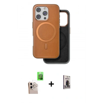 MARSİLYAN™- iPhone 16 Pro Max Kılıf Pusula Işık Koleksiyonu - Siyah Bilvis Hayalet Cam Ekran Koruyucu + Raze Metal Kamera Lens - NLGY
