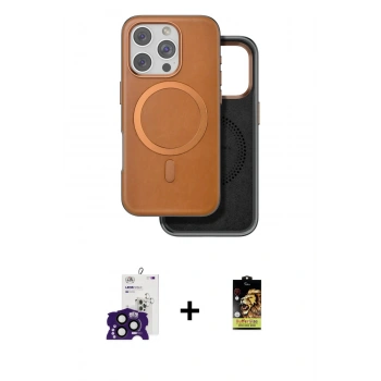 MARSİLYAN™- iPhone 16 Pro Max Kılıf Pusula Işık Koleksiyonu - Siyah Buffer Cam Ekran Koruyucu + Bilvis Titan Kamera Lens - SH