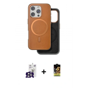 MARSİLYAN™- iPhone 16 Pro Max Kılıf Pusula Işık Koleksiyonu - Siyah Buffer Cam Ekran Koruyucu + Bilvis Titan Kamera Lens - TMGI