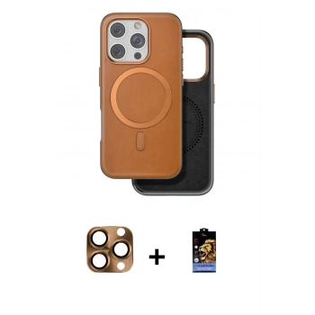 MARSİLYAN™- iPhone 16 Pro Max Kılıf Pusula Işık Koleksiyonu - Siyah Buffer Hayalet Cam Ekran Koruyucu + Pers Alüminyum Kamera Lens - CLTM