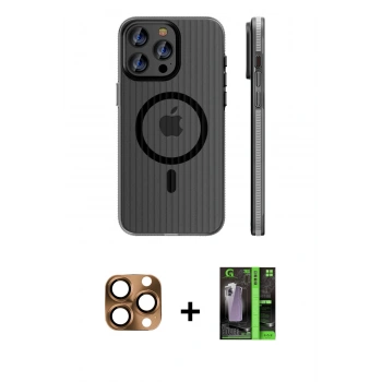 MARSİLYAN™- iPhone 16 Pro Max Kılıf Pusula Minimal Koleksiyonu - Şeffaf 360 Full Body Arka Koruyucu + Pers Alüminyum Kamera Lens - CLTM