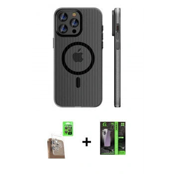 MARSİLYAN™- iPhone 16 Pro Max Kılıf Pusula Minimal Koleksiyonu - Şeffaf 360 Full Body Arka Koruyucu + Raze Metal Kamera Lens - CLTM