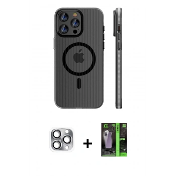 MARSİLYAN™- iPhone 16 Pro Max Kılıf Pusula Minimal Koleksiyonu - Şeffaf 360 Full Body Arka Koruyucu + Pers Alüminyum Kamera Lens - GI