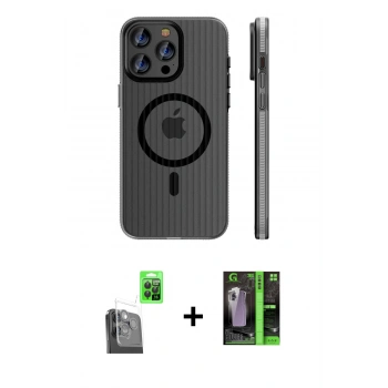 MARSİLYAN™- iPhone 16 Pro Max Kılıf Pusula Minimal Koleksiyonu - Şeffaf 360 Full Body Arka Koruyucu + Raze Metal Kamera Lens - SH
