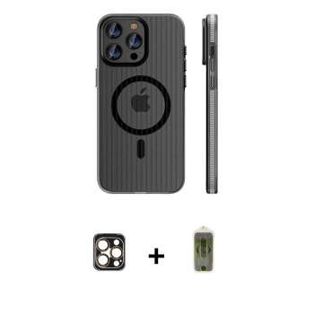MARSİLYAN™- iPhone 16 Pro Max Kılıf Pusula Minimal Koleksiyonu - Siyah Joko Magic 5D Hayalet Cam + PVD Metal Kamera Lens - GD