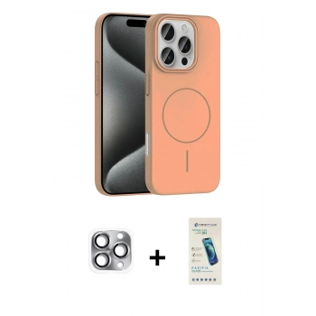 MARSİLYAN™- iPhone 16 Pro Max Kılıf Siluet Doku Özel Seri - Şeffaf Pasifik Cam Ekran Koruyucu + Pers Alüminyum Kamera Lens - GI