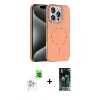 MARSİLYAN™- iPhone 16 Pro Max Kılıf Siluet Doku Özel Seri - Siyah 360 Mat Full Body Arka Koruyucu + Raze Metal Kamera Lens - BZ