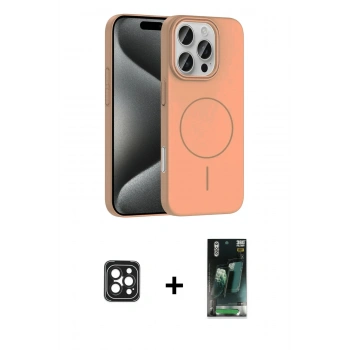 MARSİLYAN™- iPhone 16 Pro Max Kılıf Siluet Doku Özel Seri - Siyah 360 Mat Full Body Arka Koruyucu + PVD Metal Kamera Lens - SH