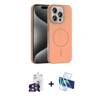 MARSİLYAN™- iPhone 16 Pro Max Kılıf Siluet Doku Özel Seri - Siyah 3D Antistatik Cam Ekran Koruyucu + Bilvis Titan Kamera Lens - GS