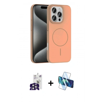 MARSİLYAN™- iPhone 16 Pro Max Kılıf Siluet Doku Özel Seri - Siyah 3D Antistatik Cam Ekran Koruyucu + Bilvis Titan Kamera Lens - TMGI
