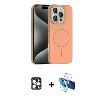 MARSİLYAN™- iPhone 16 Pro Max Kılıf Siluet Doku Özel Seri - Siyah 3D Antistatik Cam Ekran Koruyucu + PVD Metal Kamera Lens - GD