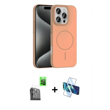 MARSİLYAN™- iPhone 16 Pro Max Kılıf Siluet Doku Özel Seri - Siyah 3D Antistatik Cam Ekran Koruyucu + Raze Metal Kamera Lens - SH