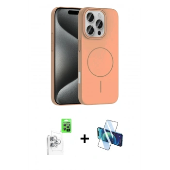 MARSİLYAN™- iPhone 16 Pro Max Kılıf Siluet Doku Özel Seri - Siyah 3D Antistatik Cam Ekran Koruyucu + Raze Metal Kamera Lens - BZ