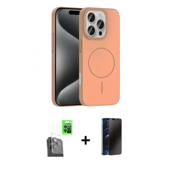 MARSİLYAN™- iPhone 16 Pro Max Kılıf Siluet Doku Özel Seri - Siyah 3D Antistatik Hayalet Cam Ekran Koruyucu + Raze Metal Kamera Lens - SH