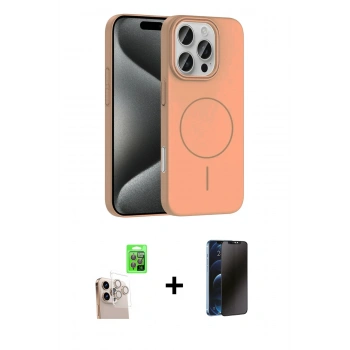 MARSİLYAN™- iPhone 16 Pro Max Kılıf Siluet Doku Özel Seri - Siyah 3D Antistatik Hayalet Cam Ekran Koruyucu + Raze Metal Kamera Lens - NLGY