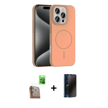MARSİLYAN™- iPhone 16 Pro Max Kılıf Siluet Doku Özel Seri - Siyah 3D Antistatik Hayalet Cam Ekran Koruyucu + Raze Metal Kamera Lens - CLTM