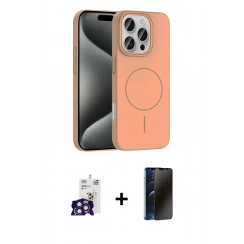 MARSİLYAN™- iPhone 16 Pro Max Kılıf Siluet Doku Özel Seri - Siyah 3D Antistatik Hayalet Cam Ekran Koruyucu + Bilvis Titan Kamera Lens - TMGI