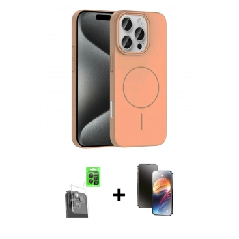 MARSİLYAN™- iPhone 16 Pro Max Kılıf Siluet Doku Özel Seri - Siyah 3D Antistatik Mat Seramik Nano Ekran Koruyucu + Raze Metal Kamera Lens - SH