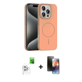 MARSİLYAN™- iPhone 16 Pro Max Kılıf Siluet Doku Özel Seri - Siyah 3D Antistatik Mat Seramik Nano Ekran Koruyucu + Raze Metal Kamera Lens - BZ