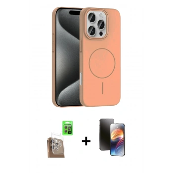 MARSİLYAN™- iPhone 16 Pro Max Kılıf Siluet Doku Özel Seri - Siyah 3D Antistatik Mat Seramik Nano Ekran Koruyucu + Raze Metal Kamera Lens - CLTM