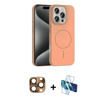 MARSİLYAN™- iPhone 16 Pro Max Kılıf Siluet Doku Özel Seri - Siyah 3D Antistatik Seramik Nano Ekran Koruyucu + Pers Alüminyum Kamera Lens - CLTM
