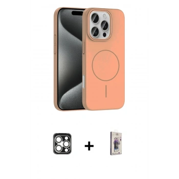 MARSİLYAN™- iPhone 16 Pro Max Kılıf Siluet Doku Özel Seri - Siyah Bilvis 3D Cam Ekran Koruyucu + PVD Metal Kamera Lens - GS