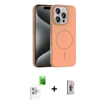 MARSİLYAN™- iPhone 16 Pro Max Kılıf Siluet Doku Özel Seri - Siyah Bilvis 3D Cam Ekran Koruyucu + Raze Metal Kamera Lens - BZ