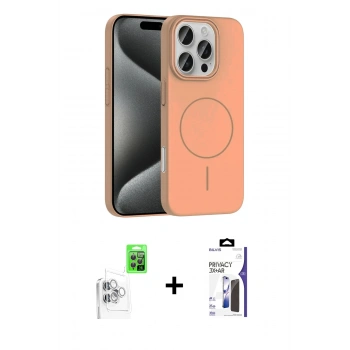 MARSİLYAN™- iPhone 16 Pro Max Kılıf Siluet Doku Özel Seri - Siyah Bilvis 3X AR Hayalet Cam Ekran Koruyucu + Raze Metal Kamera Lens - BZ