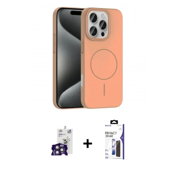MARSİLYAN™- iPhone 16 Pro Max Kılıf Siluet Doku Özel Seri - Siyah Bilvis 3X AR Hayalet Cam Ekran Koruyucu + Bilvis Titan Kamera Lens - TMGI