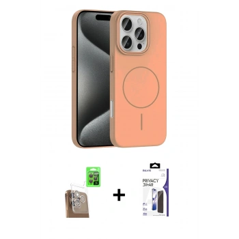 MARSİLYAN™- iPhone 16 Pro Max Kılıf Siluet Doku Özel Seri - Siyah Bilvis 3X AR Hayalet Cam Ekran Koruyucu + Raze Metal Kamera Lens - CLTM