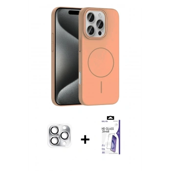 MARSİLYAN™- iPhone 16 Pro Max Kılıf Siluet Doku Özel Seri - Siyah Bilvis 3X AR HD Cam Ekran Koruyucu + Pers Alüminyum Kamera Lens - GS