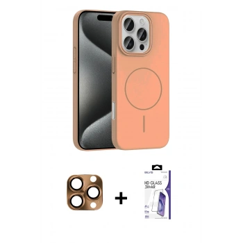 MARSİLYAN™- iPhone 16 Pro Max Kılıf Siluet Doku Özel Seri - Siyah Bilvis 3X AR HD Cam Ekran Koruyucu + Pers Alüminyum Kamera Lens - CLTM