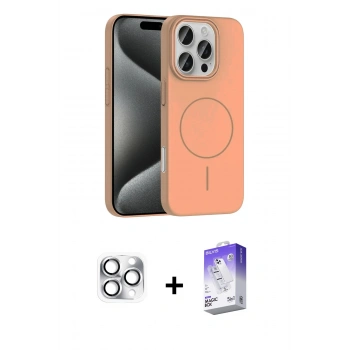 MARSİLYAN™- iPhone 16 Pro Max Kılıf Siluet Doku Özel Seri - Siyah Bilvis 5in1 3D Magic Cam Ekran Koruyucu + Pers Alüminyum Kamera Lens - GS