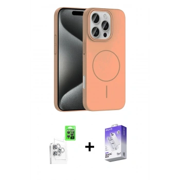 MARSİLYAN™- iPhone 16 Pro Max Kılıf Siluet Doku Özel Seri - Siyah Bilvis 5in1 3D Magic Cam Ekran Koruyucu + Raze Metal Kamera Lens - BZ