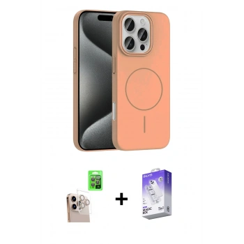 MARSİLYAN™- iPhone 16 Pro Max Kılıf Siluet Doku Özel Seri - Siyah Bilvis 5in1 3D Magic Cam Ekran Koruyucu + Raze Metal Kamera Lens - NLGY