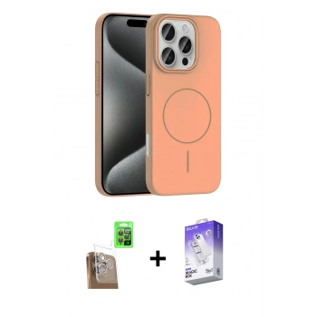 MARSİLYAN™- iPhone 16 Pro Max Kılıf Siluet Doku Özel Seri - Siyah Bilvis 5in1 3D Magic Cam Ekran Koruyucu + Raze Metal Kamera Lens - CLTM