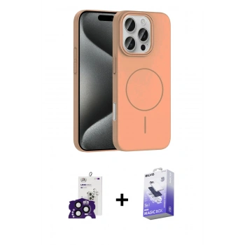 MARSİLYAN™- iPhone 16 Pro Max Kılıf Siluet Doku Özel Seri - Siyah Bilvis 5in1 5D Magic Hayalet Cam Ekran Koruyucu + Bilvis Titan Kamera Lens - SH