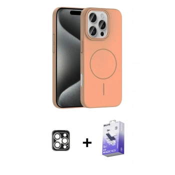 MARSİLYAN™- iPhone 16 Pro Max Kılıf Siluet Doku Özel Seri - Siyah Bilvis 5in1 5D Magic Hayalet Cam Ekran Koruyucu + PVD Metal Kamera Lens - GS
