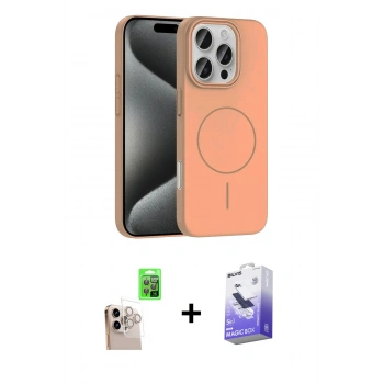 MARSİLYAN™- iPhone 16 Pro Max Kılıf Siluet Doku Özel Seri - Siyah Bilvis 5in1 5D Magic Hayalet Cam Ekran Koruyucu + Raze Metal Kamera Lens - NLGY
