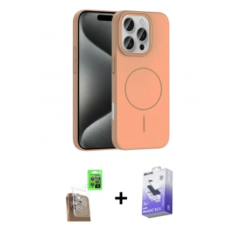 MARSİLYAN™- iPhone 16 Pro Max Kılıf Siluet Doku Özel Seri - Siyah Bilvis 5in1 5D Magic Hayalet Cam Ekran Koruyucu + Raze Metal Kamera Lens - CLTM