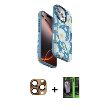 MARSİLYAN™- iPhone 16 Pro Max Kılıf Siluet Doku - Şeffaf 360 Full Body Arka Koruyucu + Pers Alüminyum Kamera Lens - CLTM