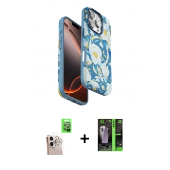 MARSİLYAN™- iPhone 16 Pro Max Kılıf Siluet Doku - Şeffaf 360 Full Body Arka Koruyucu + Raze Metal Kamera Lens - NLGY