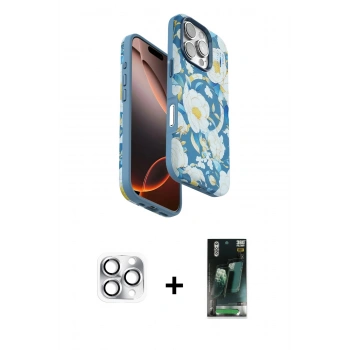 MARSİLYAN™- iPhone 16 Pro Max Kılıf Siluet Doku - Siyah 360 Mat Full Body Arka Koruyucu + Pers Alüminyum Kamera Lens - GS