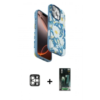 MARSİLYAN™- iPhone 16 Pro Max Kılıf Siluet Doku - Siyah 360 Mat Full Body Arka Koruyucu + PVD Metal Kamera Lens - GS