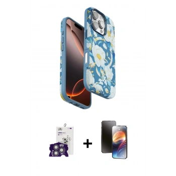MARSİLYAN™- iPhone 16 Pro Max Kılıf Siluet Doku - Siyah 3D Antistatik Mat Seramik Nano Ekran Koruyucu + Bilvis Titan Kamera Lens - GS
