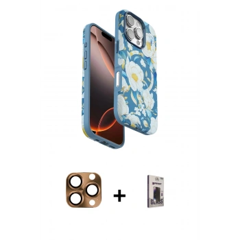 MARSİLYAN™- iPhone 16 Pro Max Kılıf Siluet Doku - Siyah Bilvis Hayalet Cam Ekran Koruyucu + Pers Alüminyum Kamera Lens - CLTM