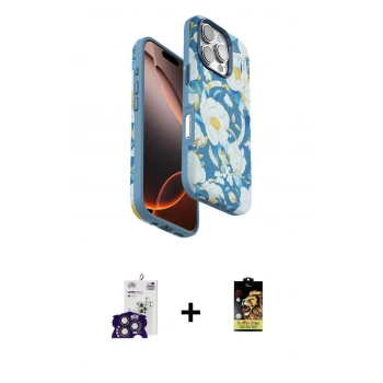 MARSİLYAN™- iPhone 16 Pro Max Kılıf Siluet Doku - Siyah Buffer Cam Ekran Koruyucu + Bilvis Titan Kamera Lens - TMGI