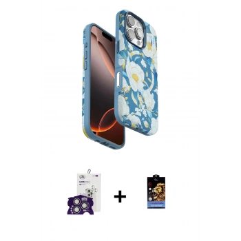 MARSİLYAN™- iPhone 16 Pro Max Kılıf Siluet Doku - Siyah Buffer Hayalet Cam Ekran Koruyucu + Bilvis Titan Kamera Lens - GS